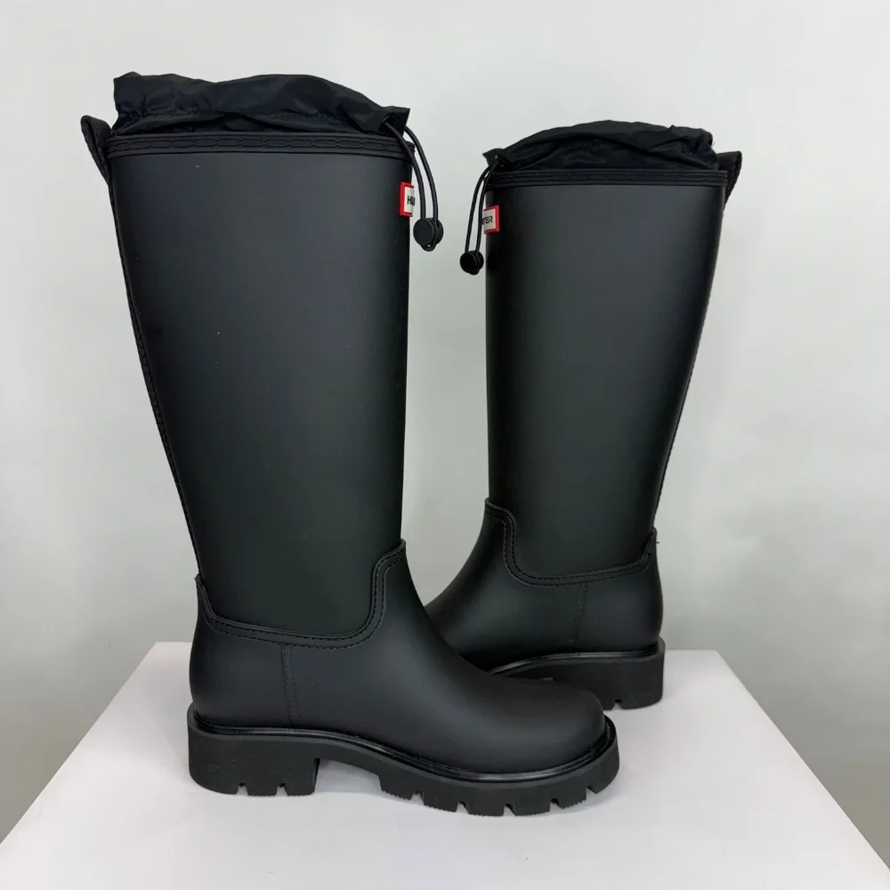 New Hunter Carson Lug Sole Rain Boot Black Sz 9